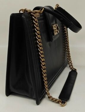 Authentic CHANEL Boy Bag - Black Leather